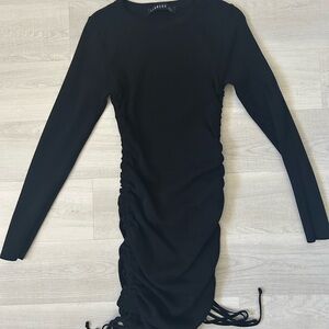 Lioness Black Long Sleeve Ruched Dress